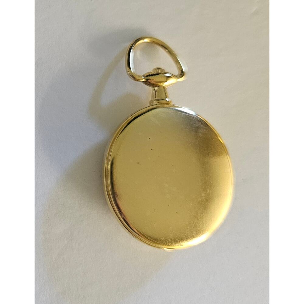 Vintage JOAN RIVERS Classic Gold Tone Black Pendant Pocket WATCH - Picture 3 of 8